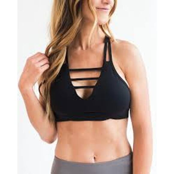 Zyia Active Black Grid T-Back Sports Bra with remoable Pads Size Medium - Picture 1 of 8